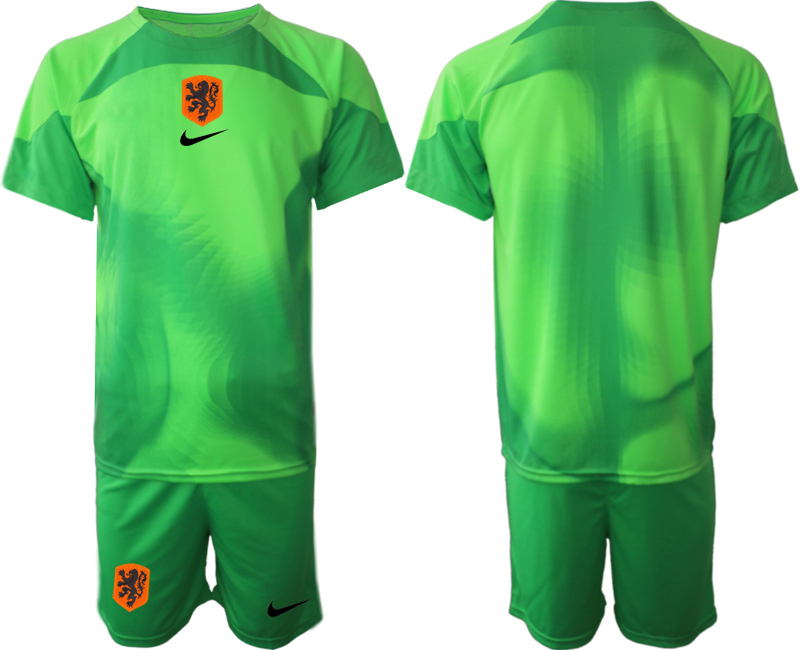 Men 2022 World Cup National Team Netherlands green goalkeeper blank Soccer Jersey->youth soccer jersey->Youth Jersey
